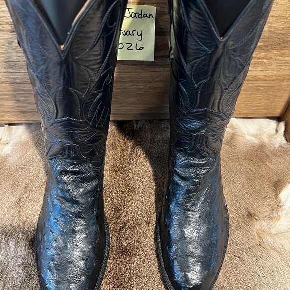 Lucchese Black Full Quill Ostrich Cowboy Boots in Men\'s 7EE/7.5D main image 16